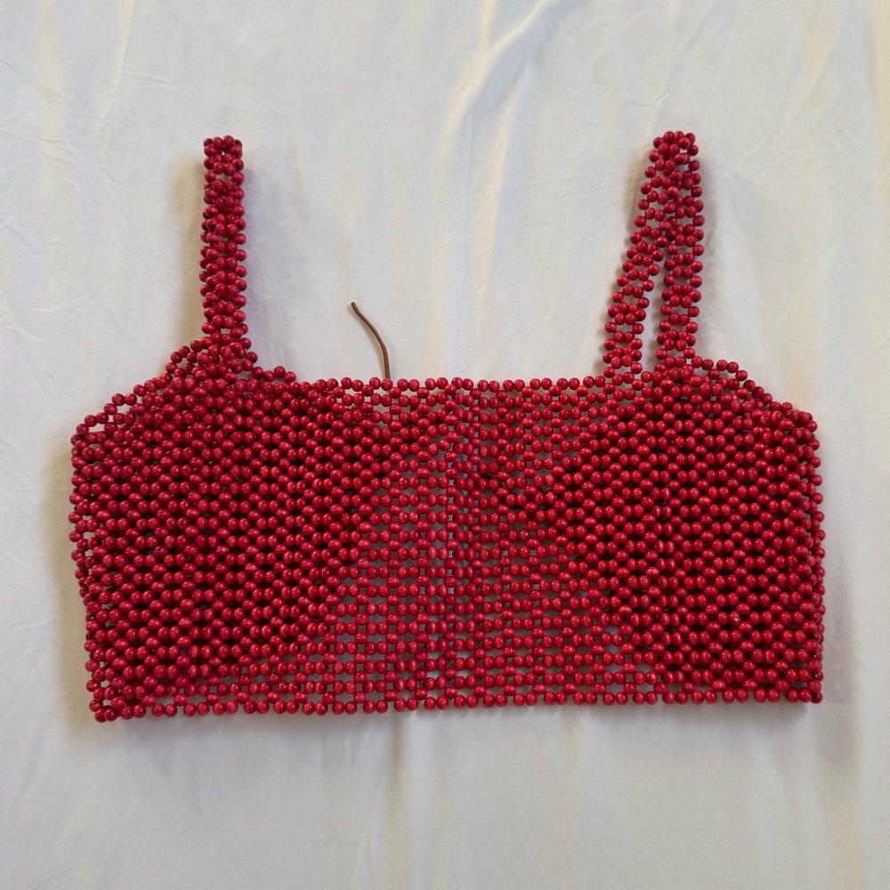 Revolve Red Beaded Top Size Small